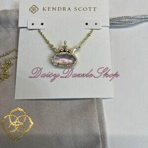 ✨Kendra Scott Disney Elisa Necklace Daring Lavendar Opalite Princess Gold Crown✨